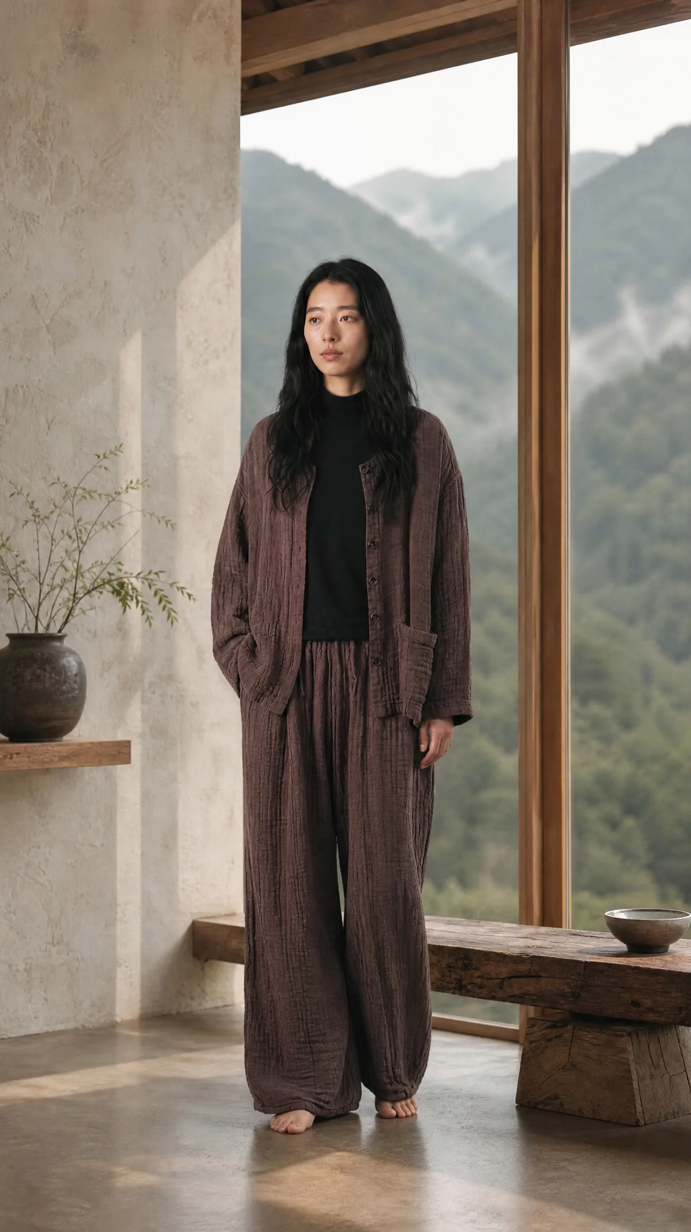 瑜塘山野色系天然面料女装